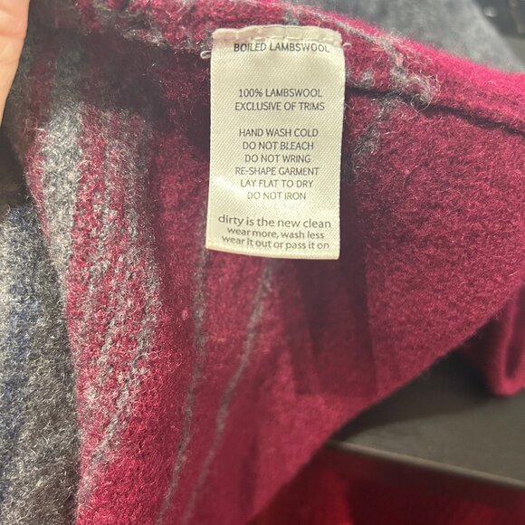 Horny Toad Women's Lambswool Hooded Cardigan Striped Blue Burgundy M Pockets - Picture 6 of 6